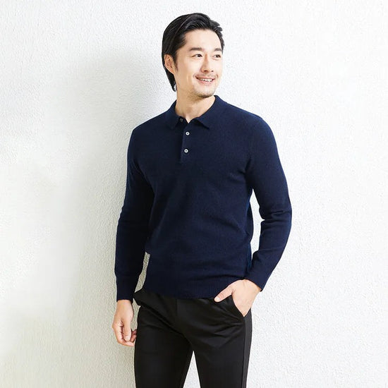 100% Wool business casual stretchable polo pullover