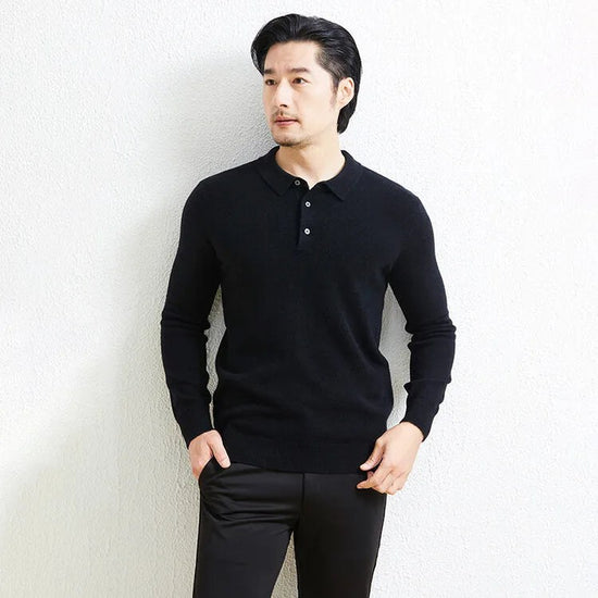100% Wool business casual stretchable polo pullover