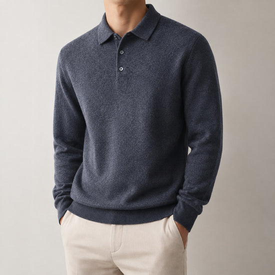 100% Wool business casual stretchable polo pullover