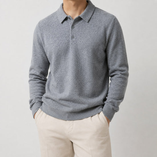 100% Wool business casual stretchable polo pullover