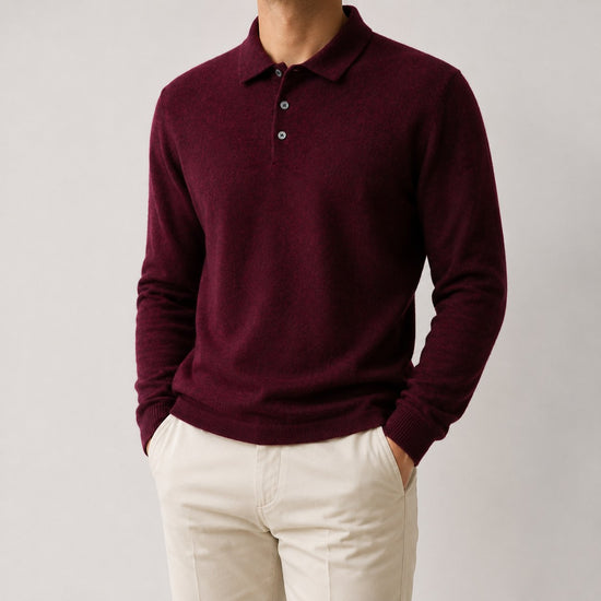 100% Wool business casual stretchable polo pullover