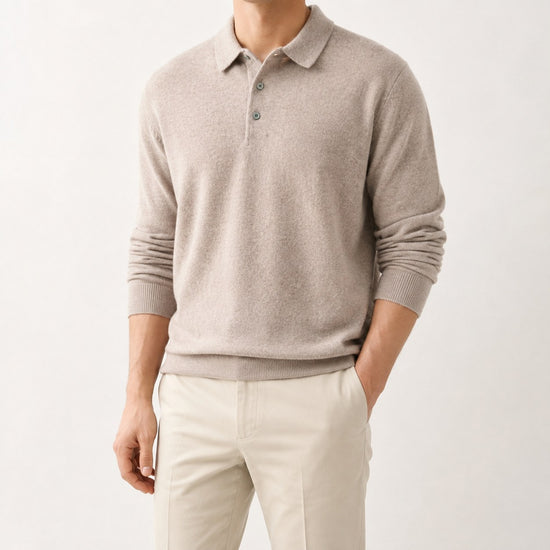 100% Wool business casual stretchable polo pullover