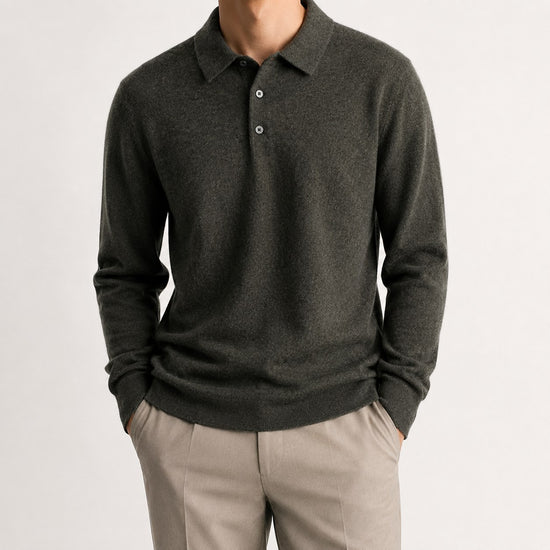 100% Wool business casual stretchable polo pullover