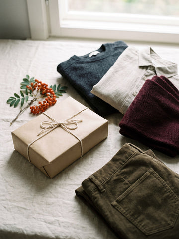 Plain kraft parcel tied with string
