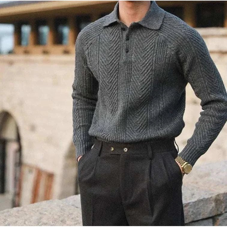 Autumn lapel regular fit sweater