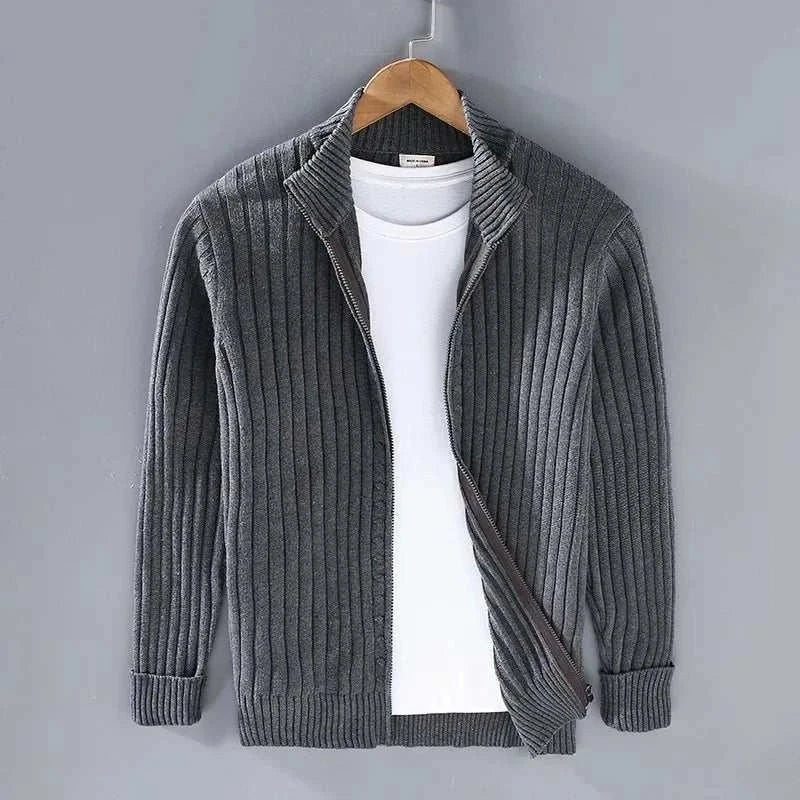 Autumn stand collar cotton cardigan