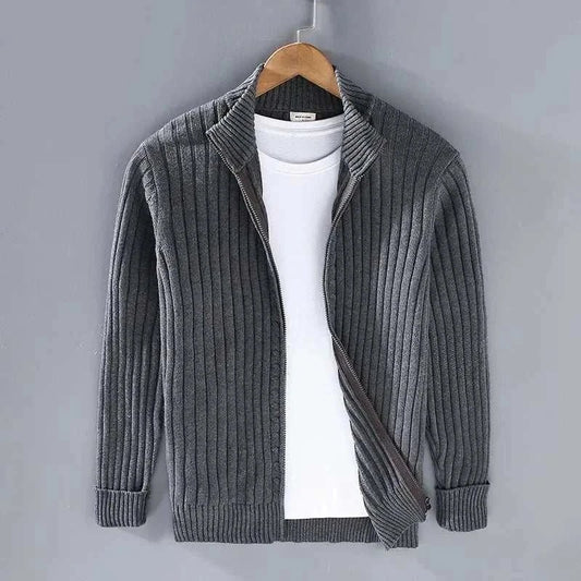 Autumn stand collar cotton cardigan