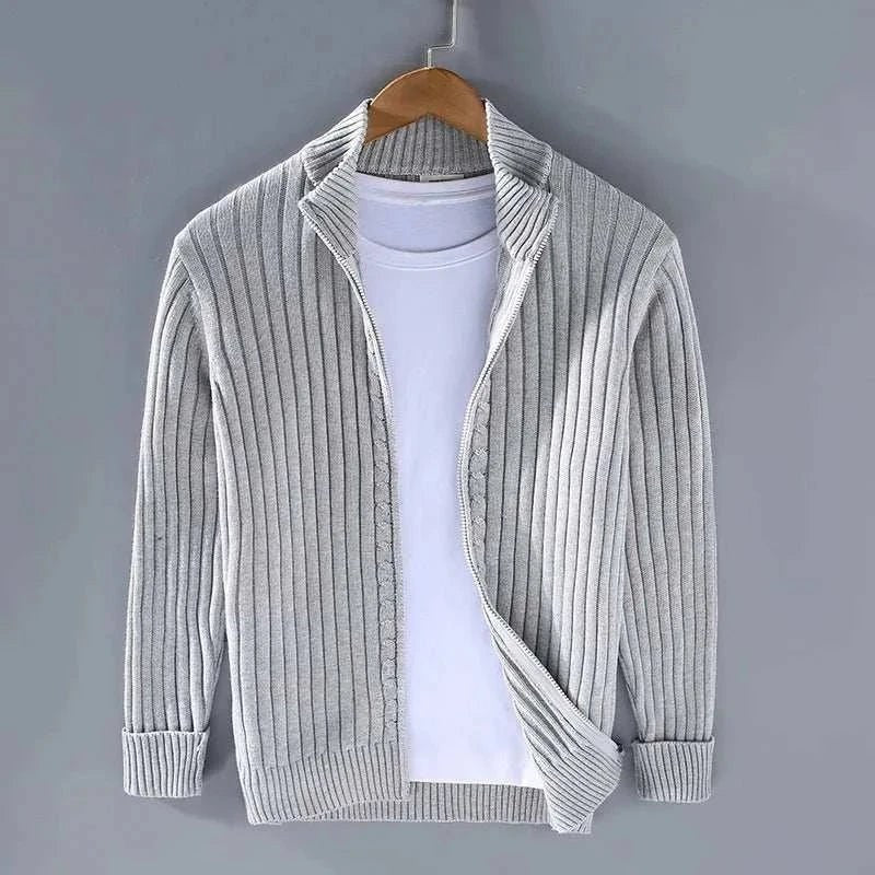 Autumn stand collar cotton cardigan