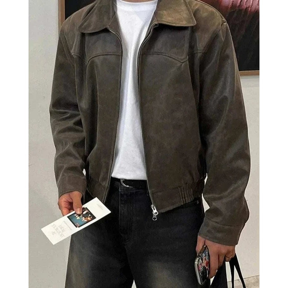 Autumn vintage PU leather jacket