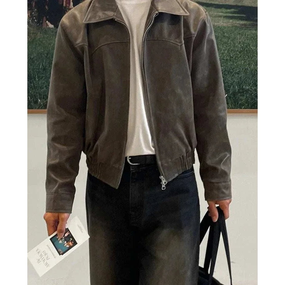 Autumn vintage PU leather jacket