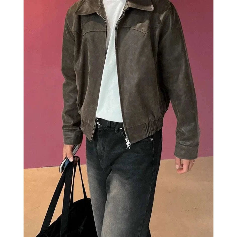 Autumn vintage PU leather jacket
