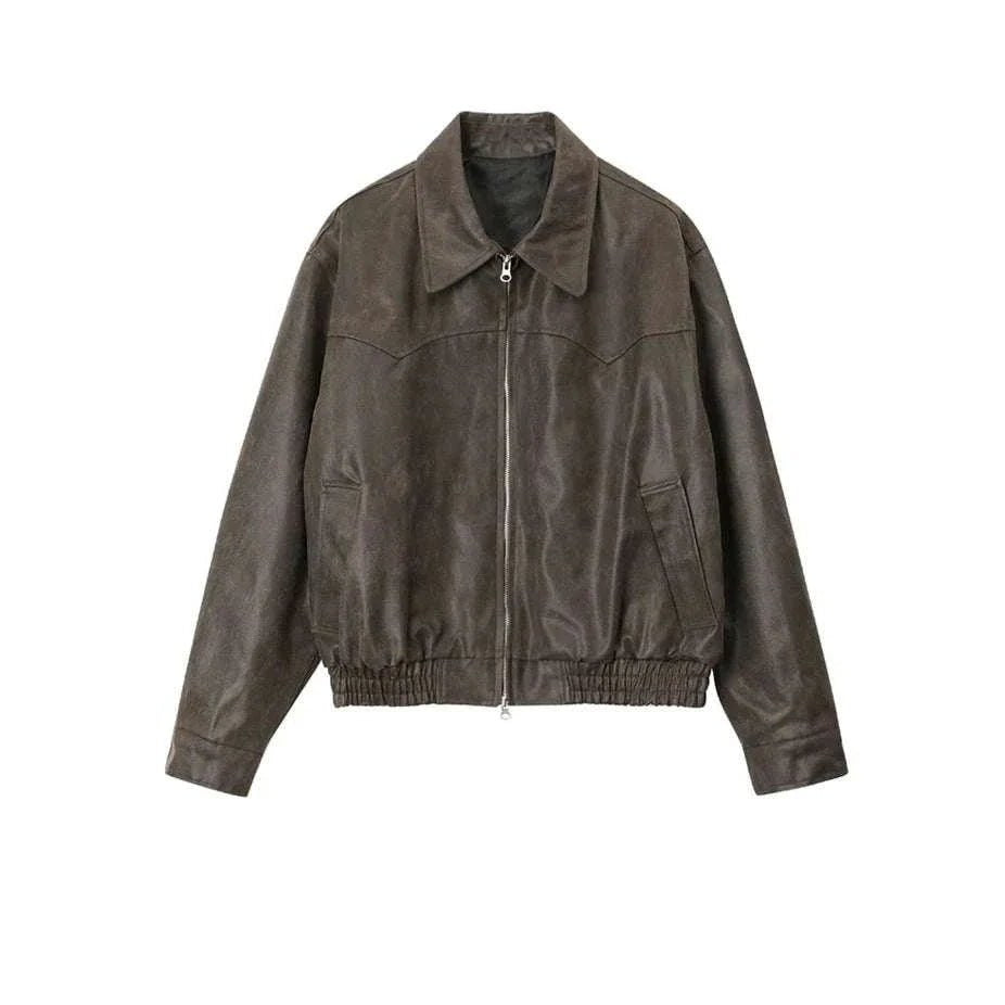 Autumn vintage PU leather jacket