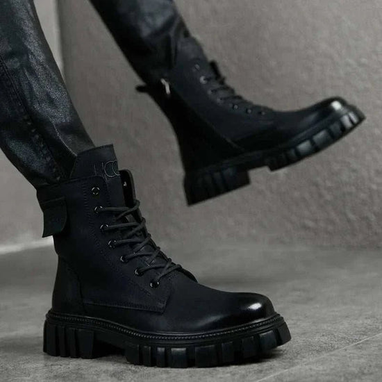 Black platform winter boots