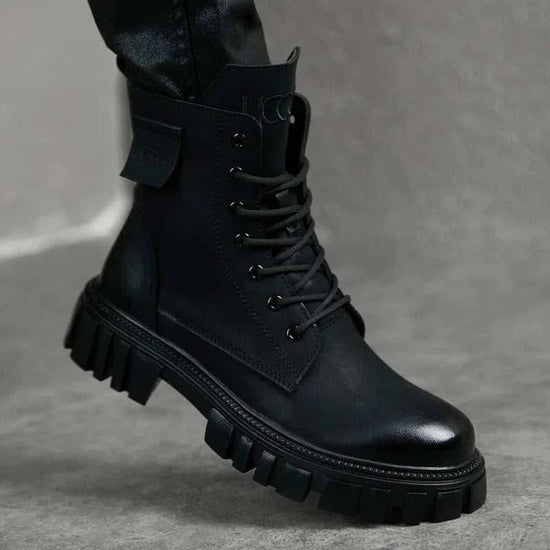 Black platform winter boots