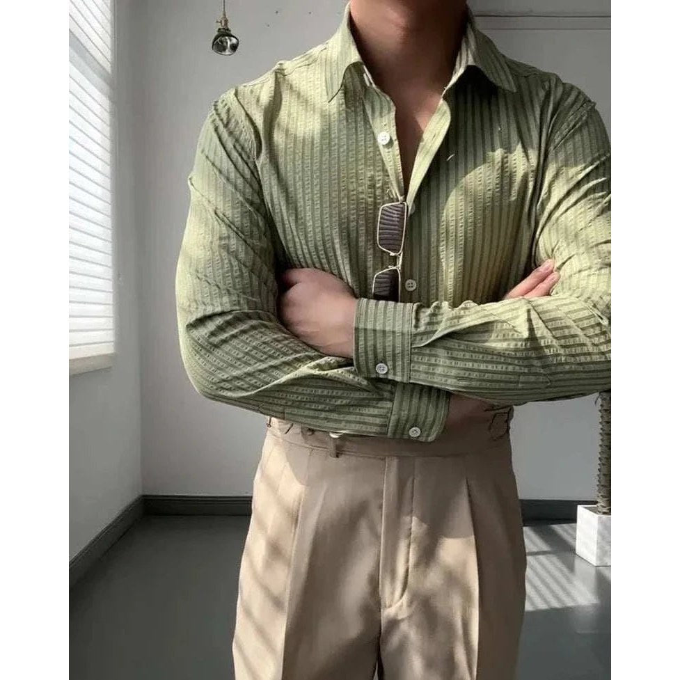 British casual striped shirt