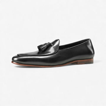 Brown patchwork tassel loafer