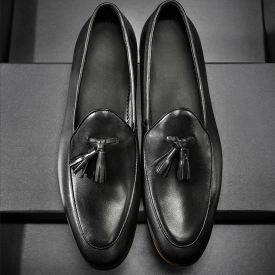 Brown patchwork tassel loafer