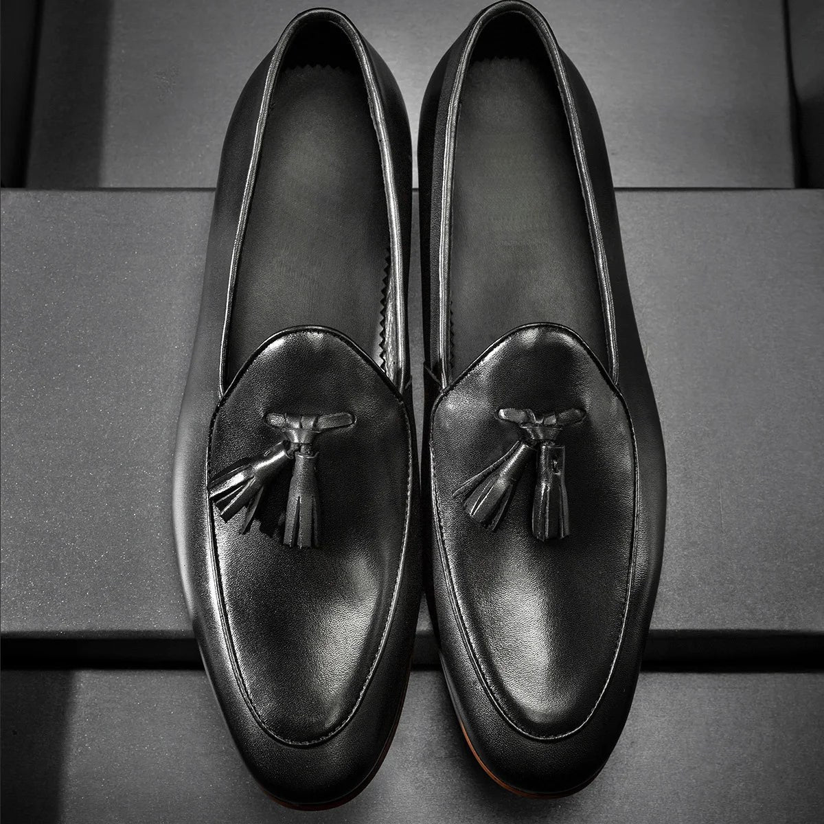 Brown patchwork tassel loafer