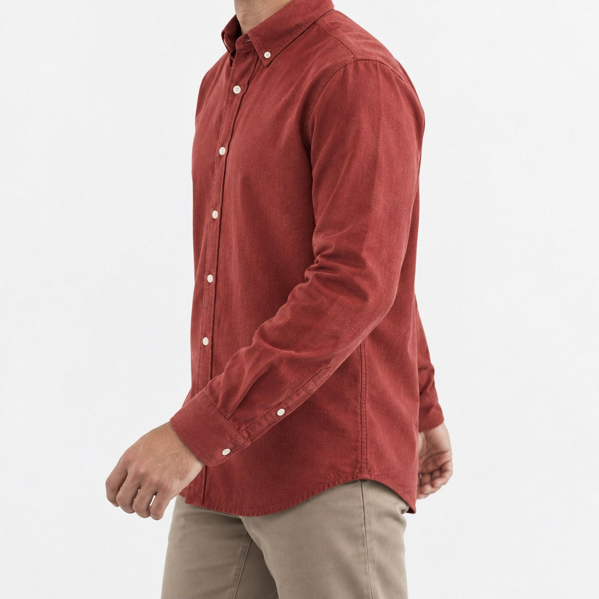 Brushed cotton oxford shirt with a button collar
