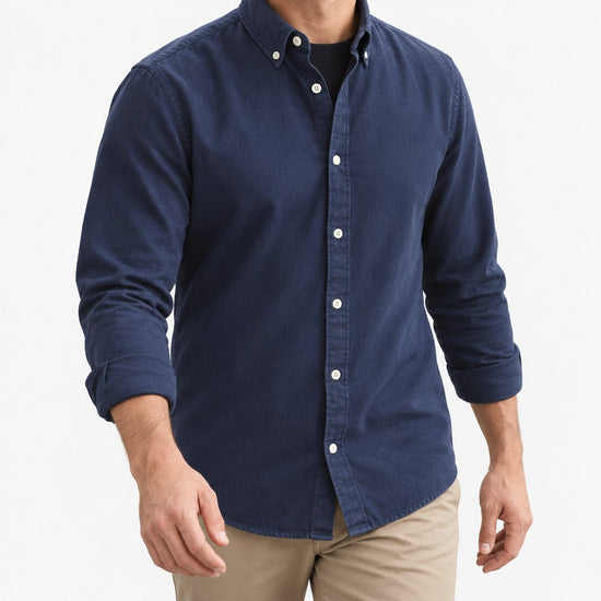 Brushed cotton oxford shirt with a button collar