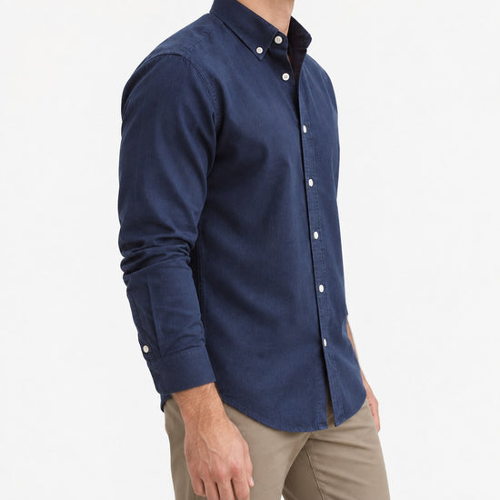 Brushed cotton oxford shirt with a button collar
