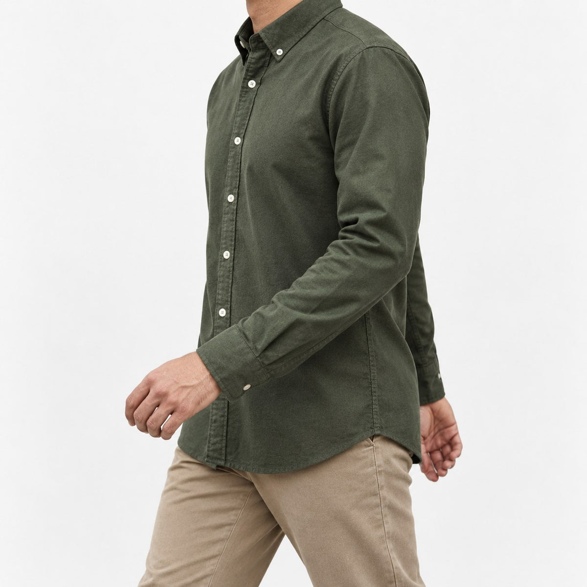 Brushed cotton oxford shirt with a button collar