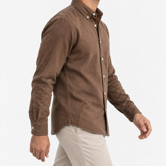 Brushed cotton oxford shirt with a button collar