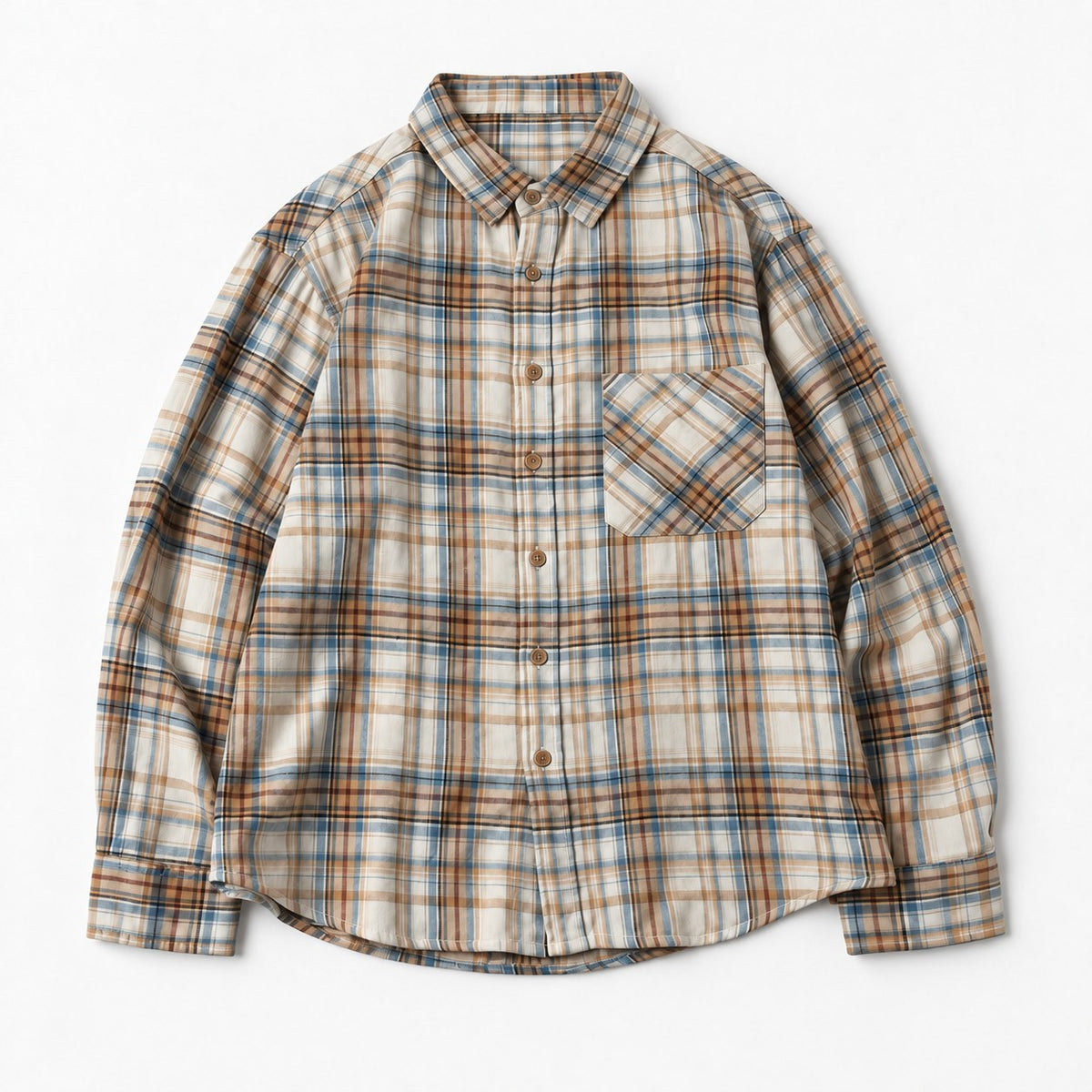 Brushed cotton plaid shirt