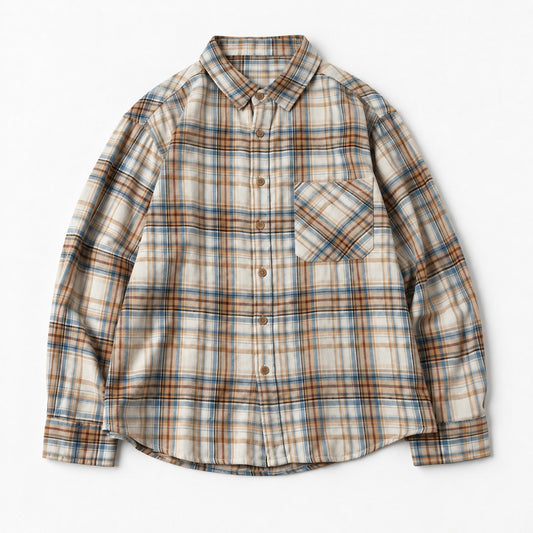 Brushed cotton plaid shirt