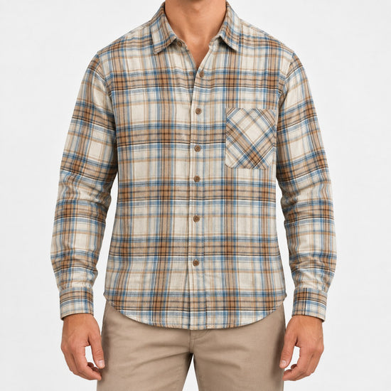 Brushed cotton plaid shirt
