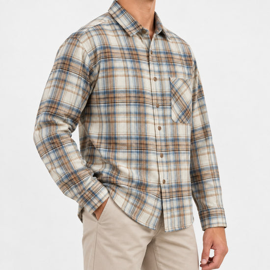 Brushed cotton plaid shirt
