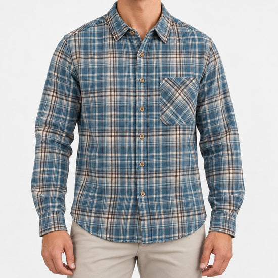 Brushed cotton plaid shirt
