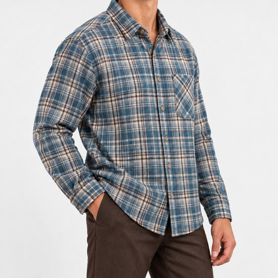 Brushed cotton plaid shirt