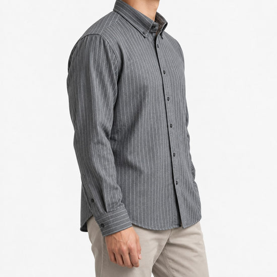 Brushed stripe shirt with a button down collar