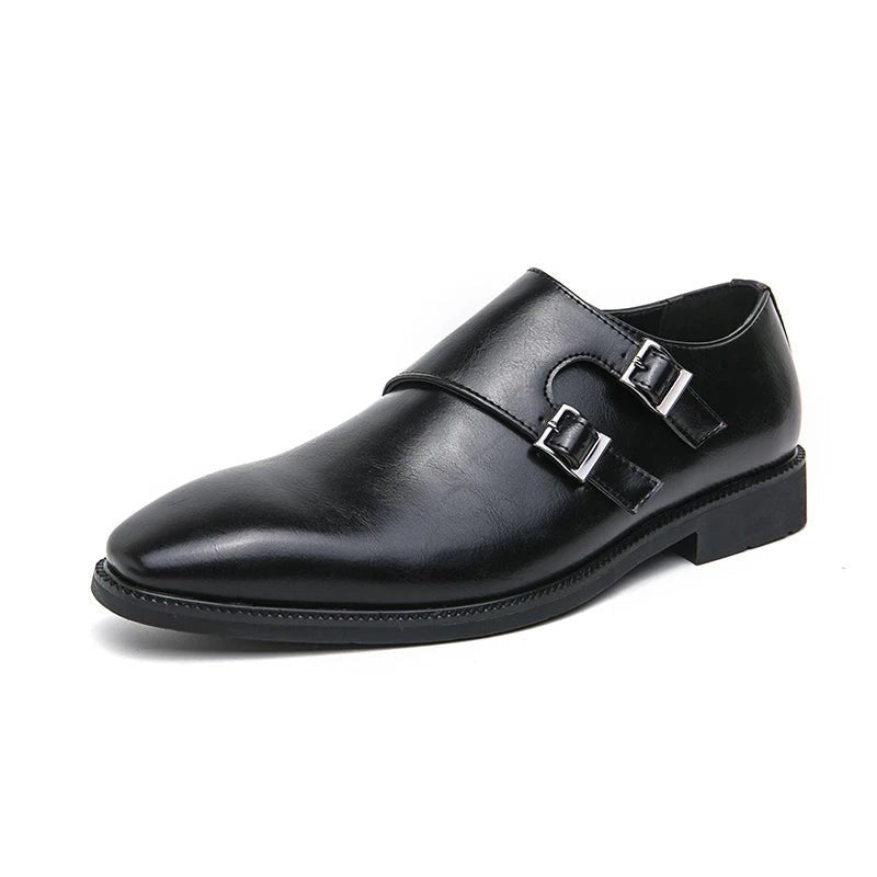 Buckle monk classic retro shoes