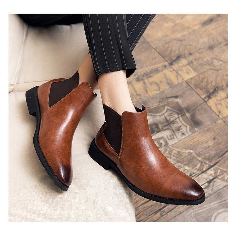 Business Brown Leather Boots