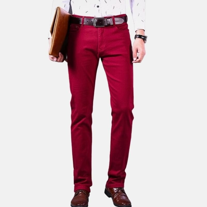 Business Casual Wine Red Jeans