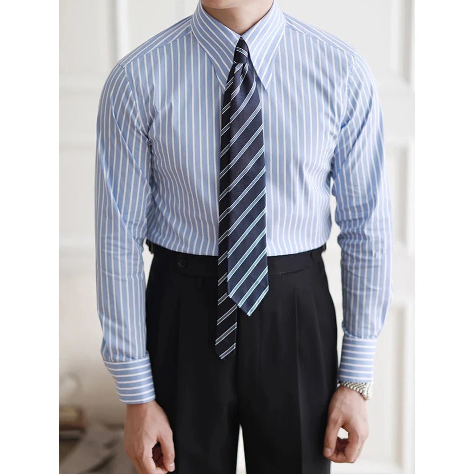 Business slim fit striped italian shirt