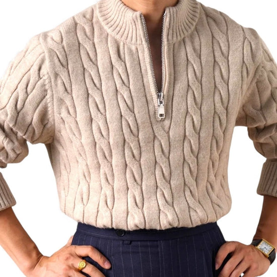 Cable-knit half-zip sweater