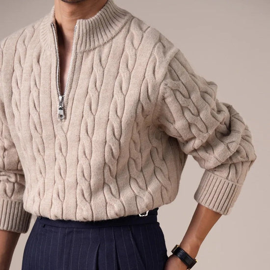 Cable-knit half-zip sweater