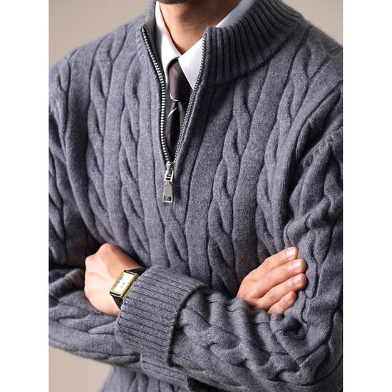 Cable-knit half-zip sweater