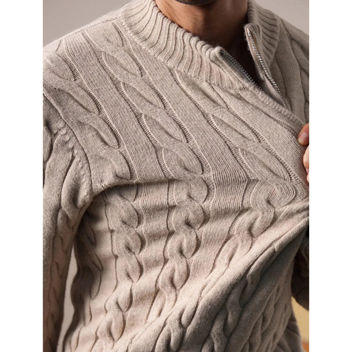 Cable-knit half-zip sweater
