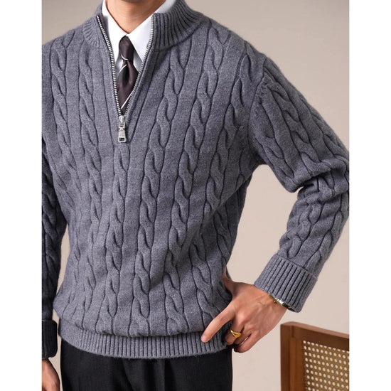 Cable-knit half-zip sweater