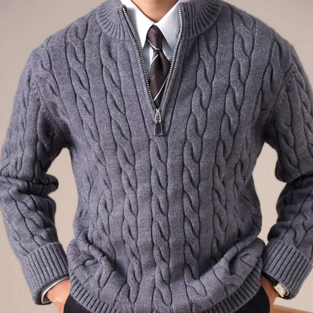 Cable-knit half-zip sweater