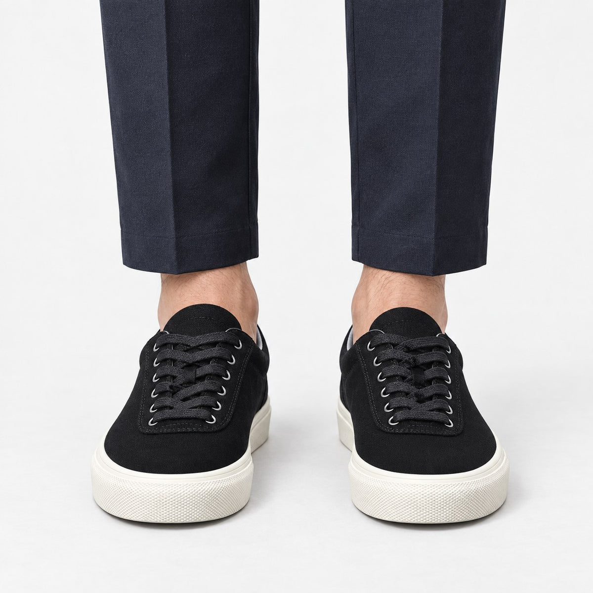 Canvas lace up sneakers with contrast soles