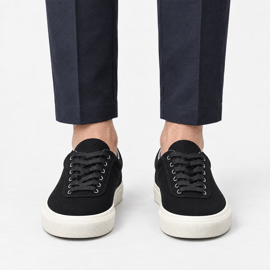 Canvas lace up sneakers with contrast soles