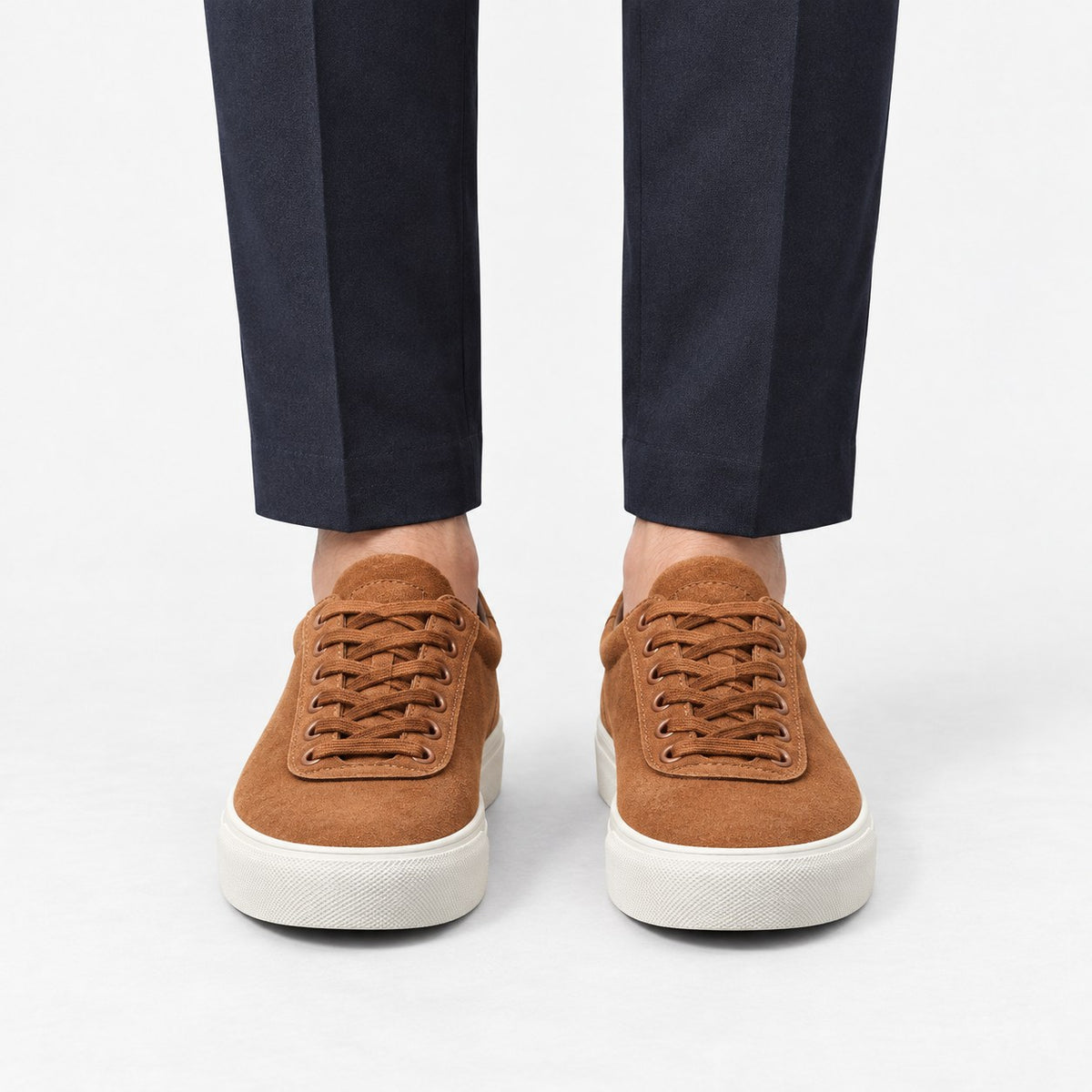 Canvas lace up sneakers with contrast soles
