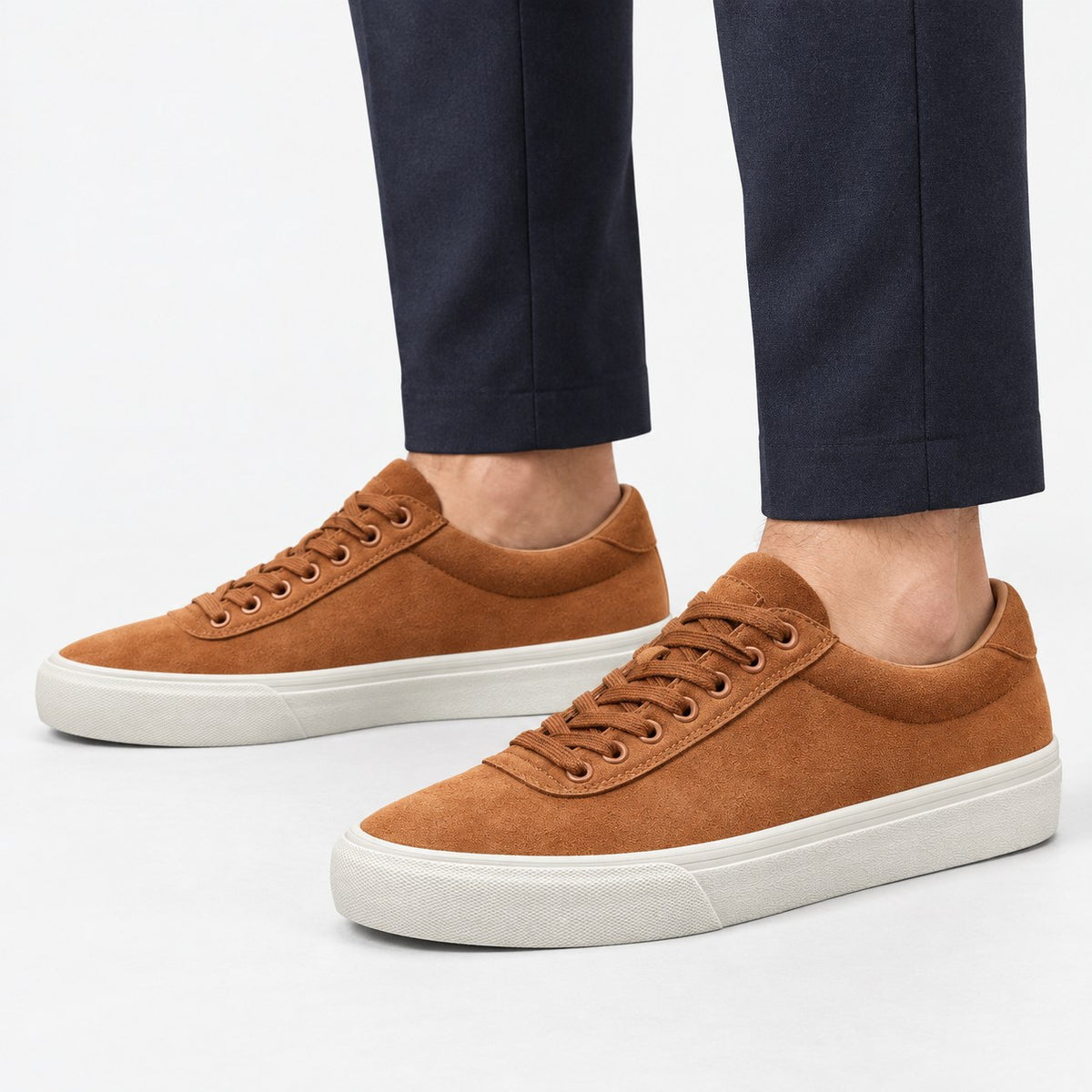 Canvas lace up sneakers with contrast soles