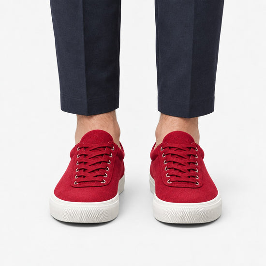 Canvas lace up sneakers with contrast soles