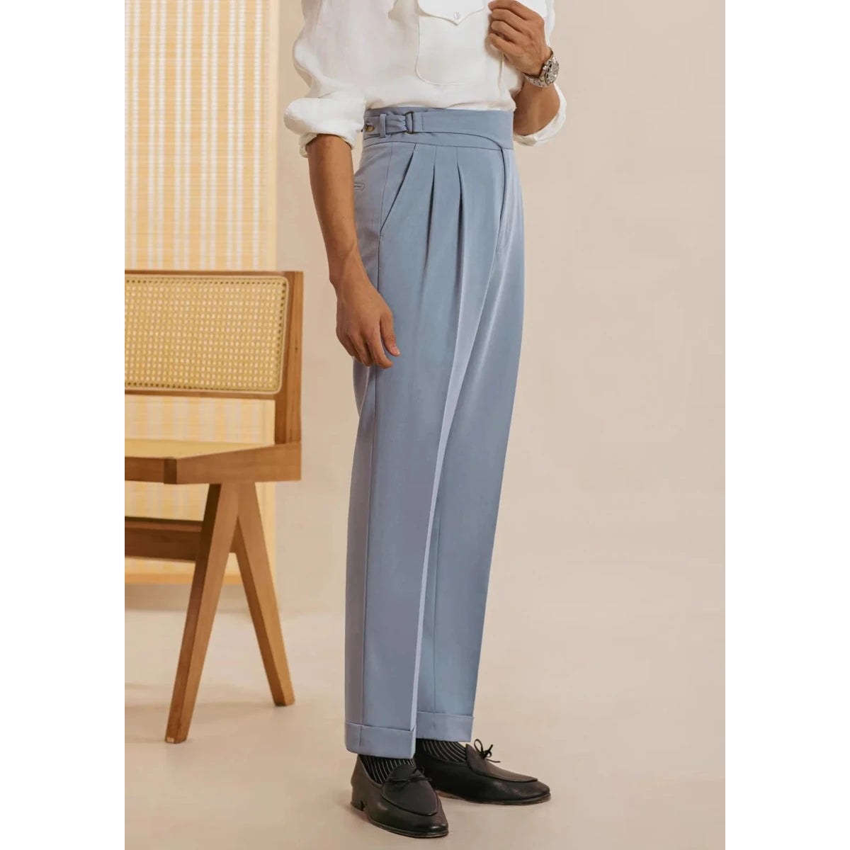 Casual button-down straight fit elegant pants